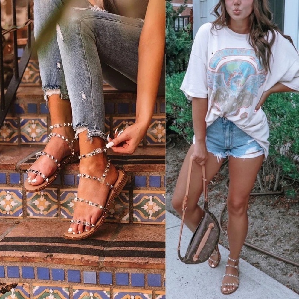 Steve Madden Tan Studded Sandals